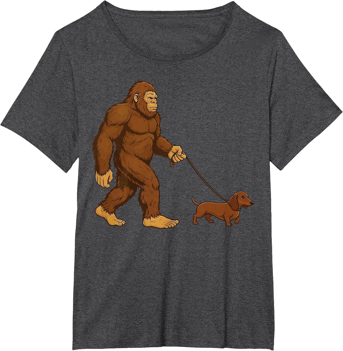 Bigfoot Dachshund Retro Weiner Dog T-Shirt - Dark Heather Grey