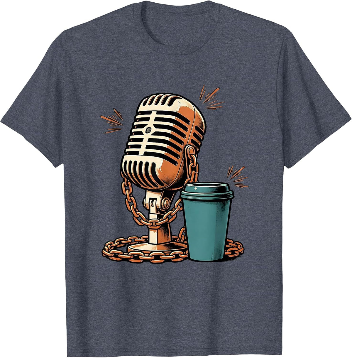 Vintage Microphone Old School Hip Hop 80s 90s Nostalgia T-Shirt - Heather Blue