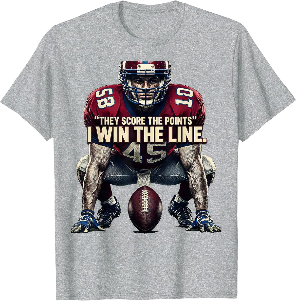 Men's They Score The Points I Win The Line Funny Football Lineman T-Shirt - Heather Grey