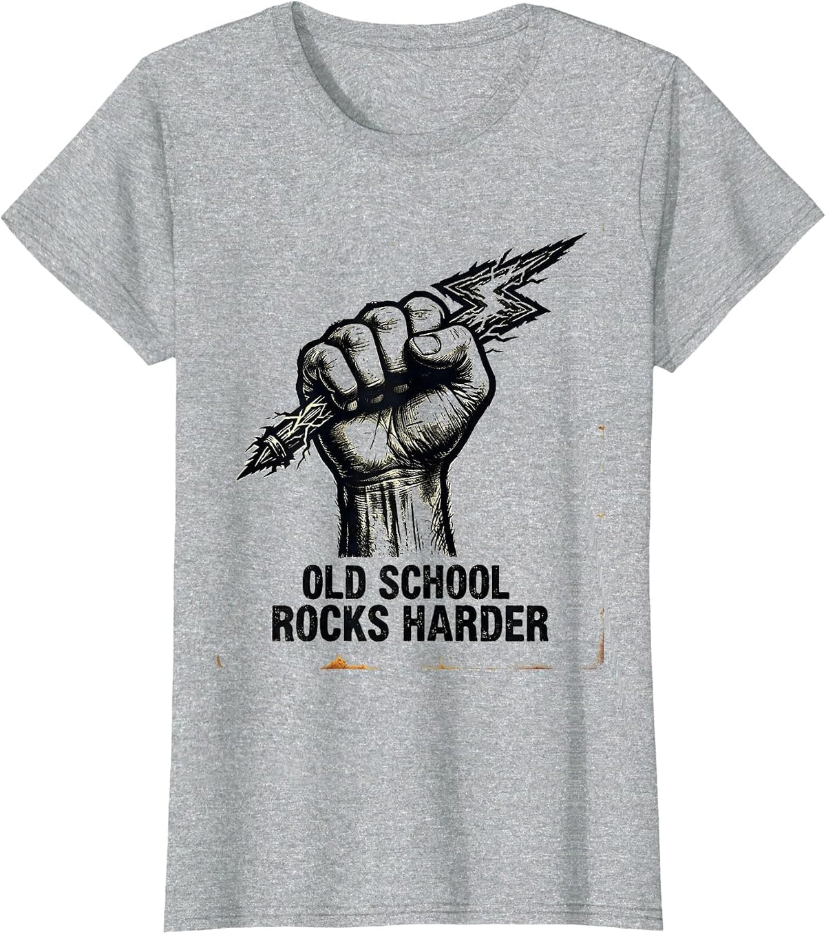 Old School Rocks Harder Classic Rock Band Design T-Shirt - Heather Grey
