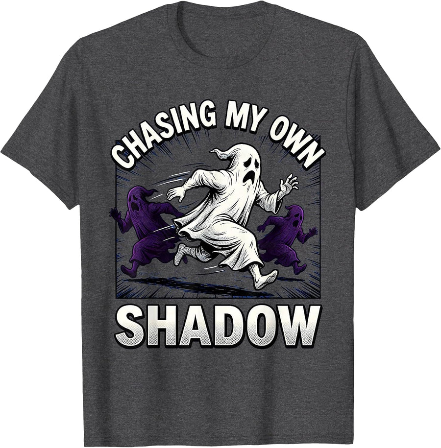 Men's Chasing My Own Shadow Ghost Graphic Design T-Shirt - Dark Heather Grey