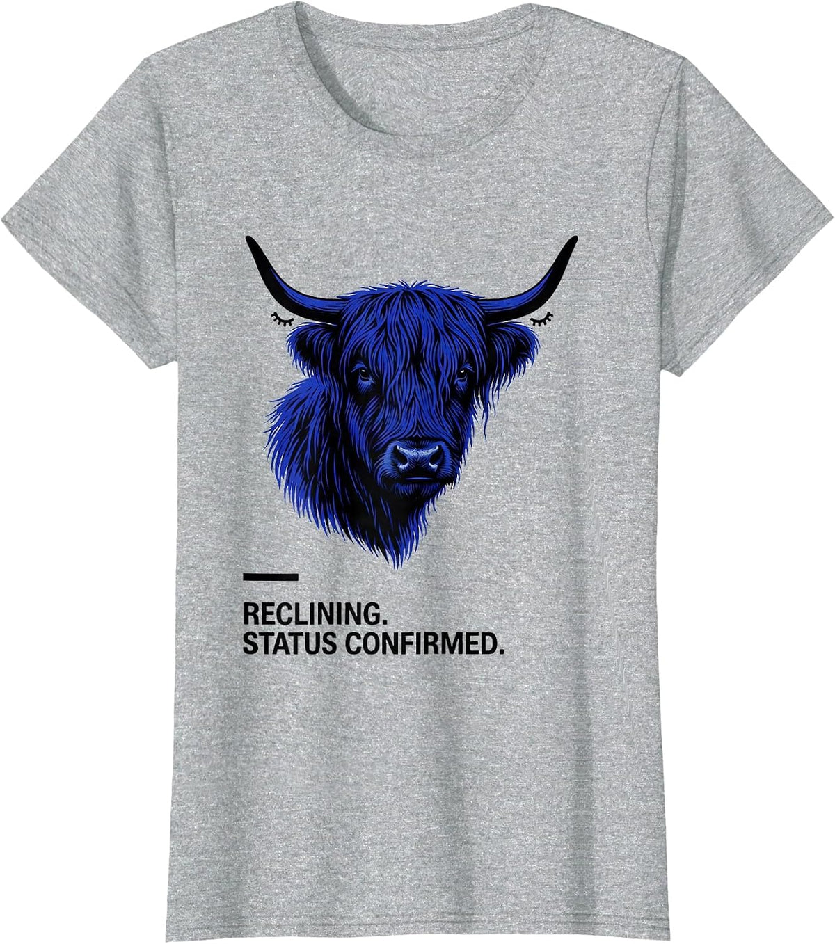 Reclining Status Confirmed Highland Cow Official Sleepshirt T-Shirt - Heather Grey