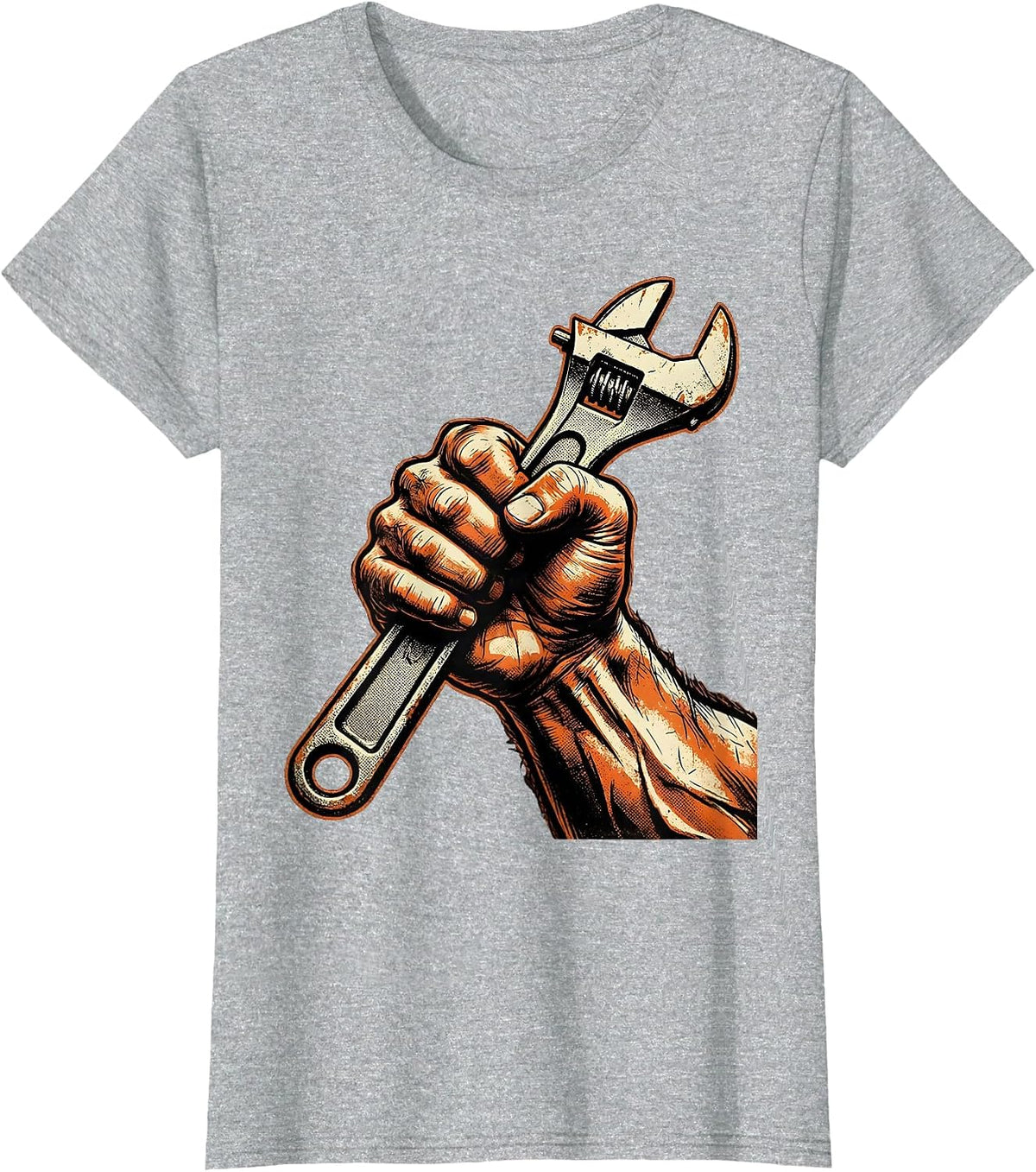 Mechanic Fist Wrench Graphic Tee T-Shirt - Heather Grey