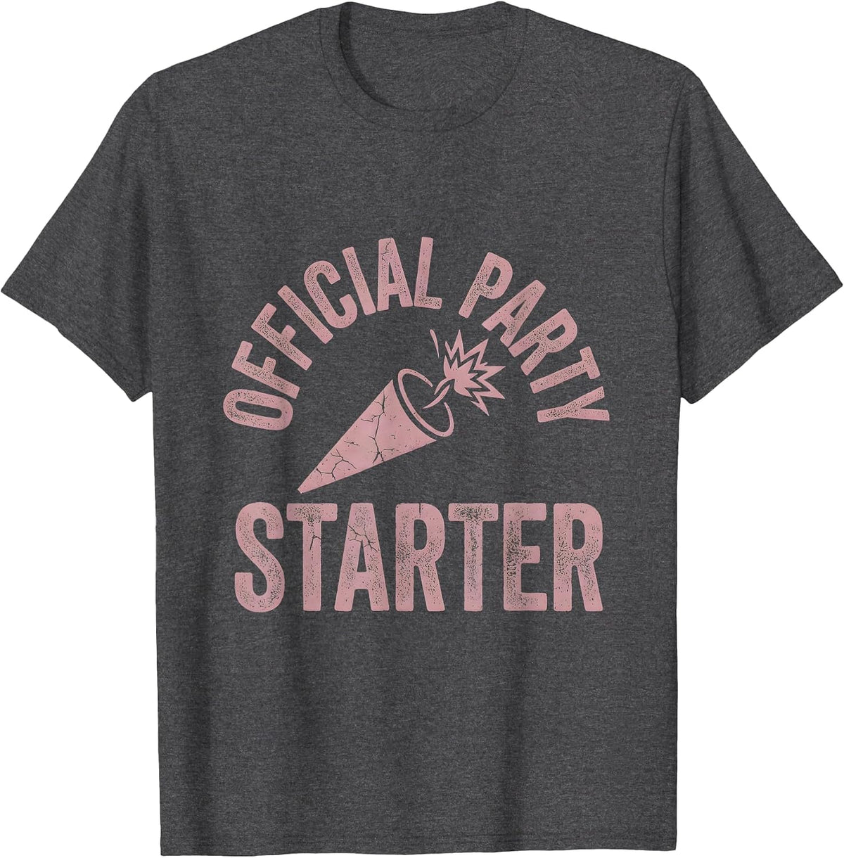 Official Party Starter Bold Graphic Design T-Shirt - Dark Heather Grey