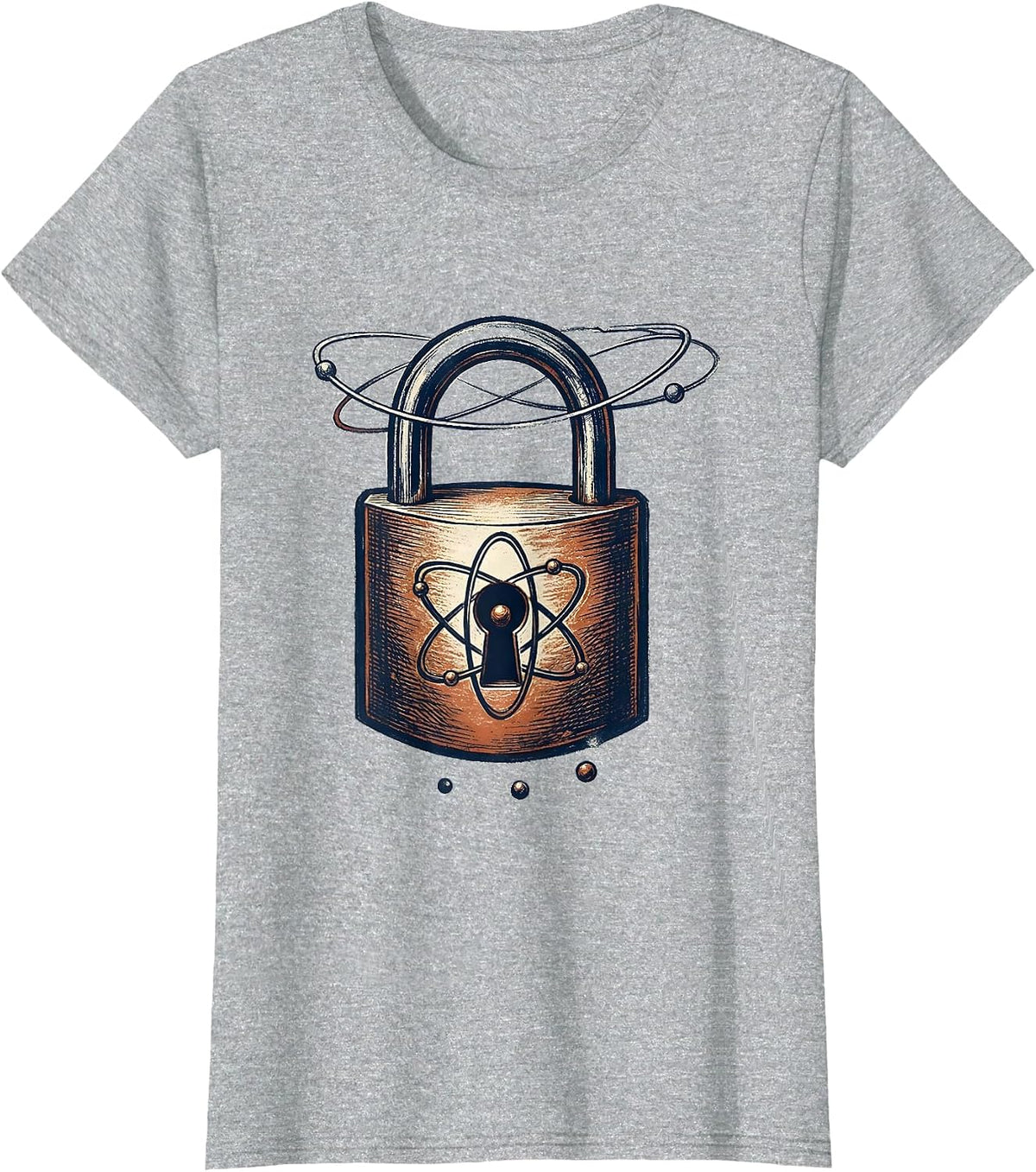 Orbital Padlock Vintage Science Nerd Chemistry Joke T-Shirt - Heather Grey
