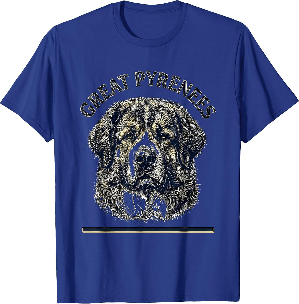 Men's Great Pyrenees Crosshatch Etching Dog Breed Portrait Van T-Shirt - Royal Blue