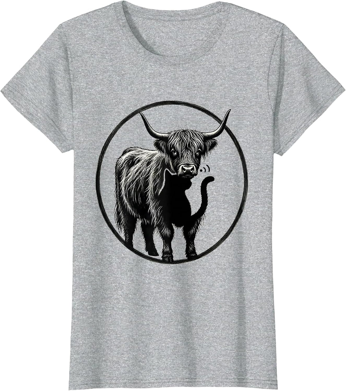 Sealed Highland Cow Halloween Badge Cat Humor T-Shirt - Heather Grey