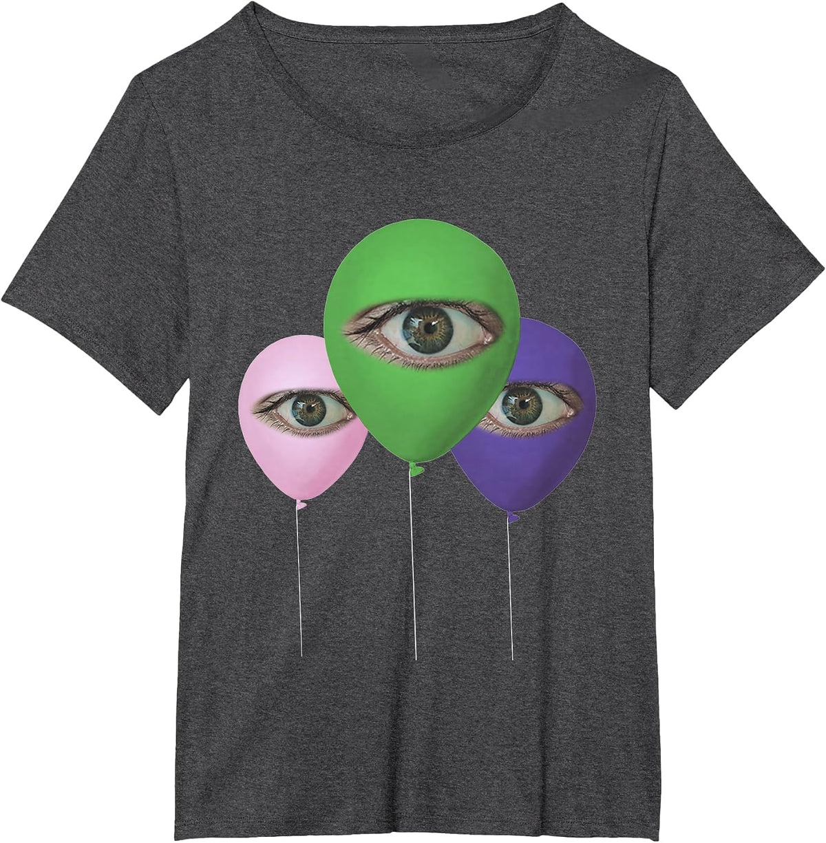 Creepy Baloon Eyes Kidcore Dreamcore Weirdcore Clothing T-Shirt - Dark Heather Grey