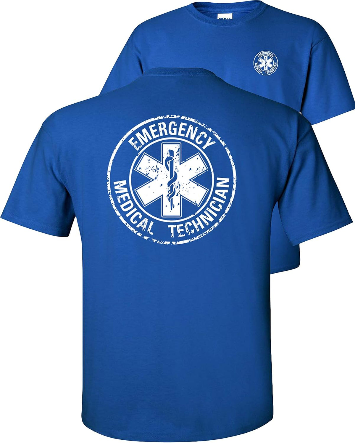 FAIR GAME EMT T-Shirt Emergency Medical Technician Circle Distressed - Royal