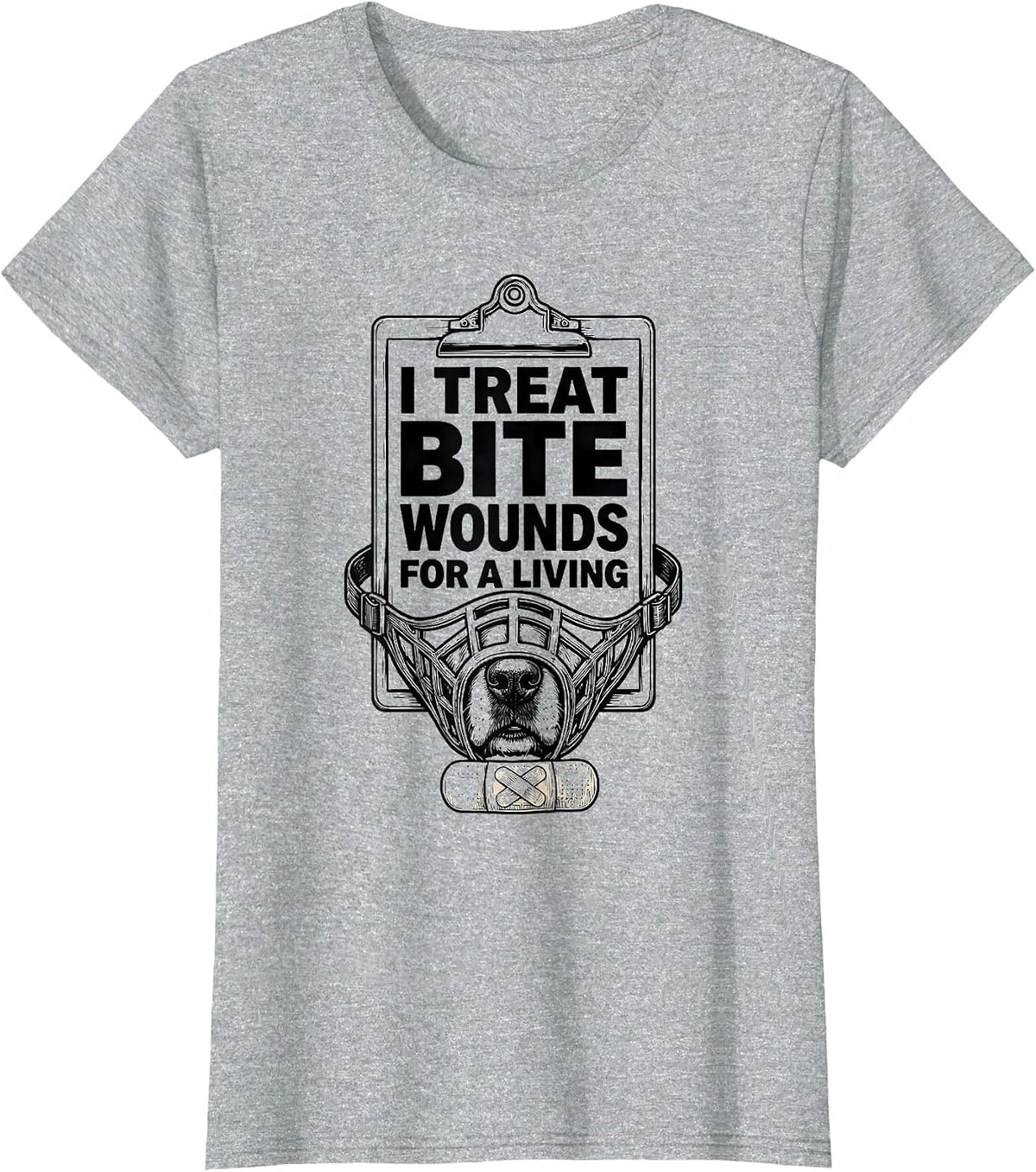 Women's I Treat Bite Wounds For A Living Funny Veterinarian Vet Tech T-Shirt - Heather Grey