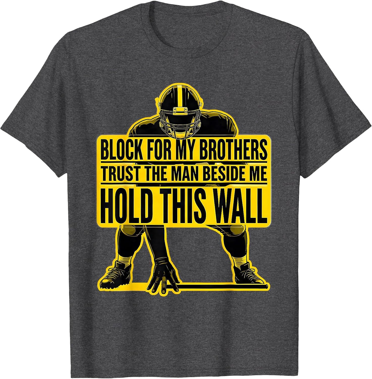 Men's Block For My Brothers Trust The Lineman Humor T-Shirt - Dark Heather Grey