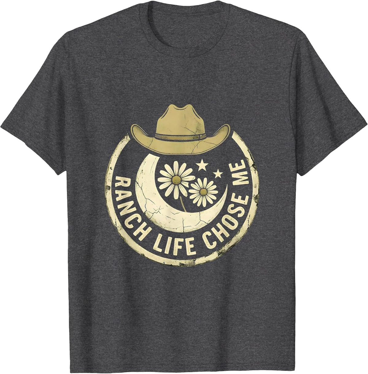 Ranch Life Chose Me Cowgirl Design T-Shirt - Dark Heather Grey