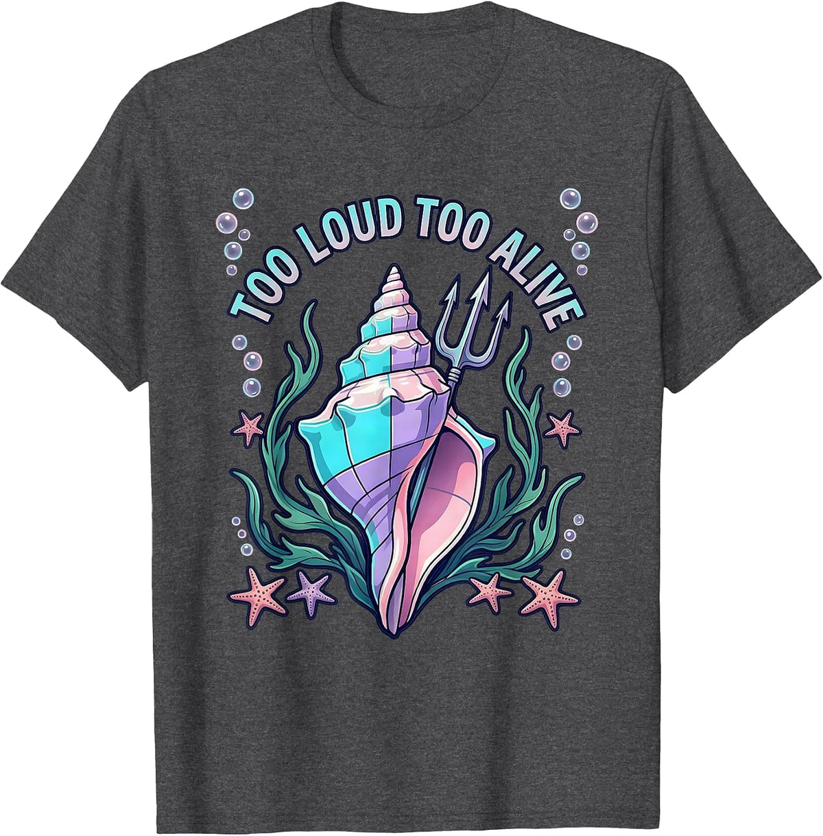 Too Loud Too Alive Metal Band Graphic Design T-Shirt - Dark Heather Grey