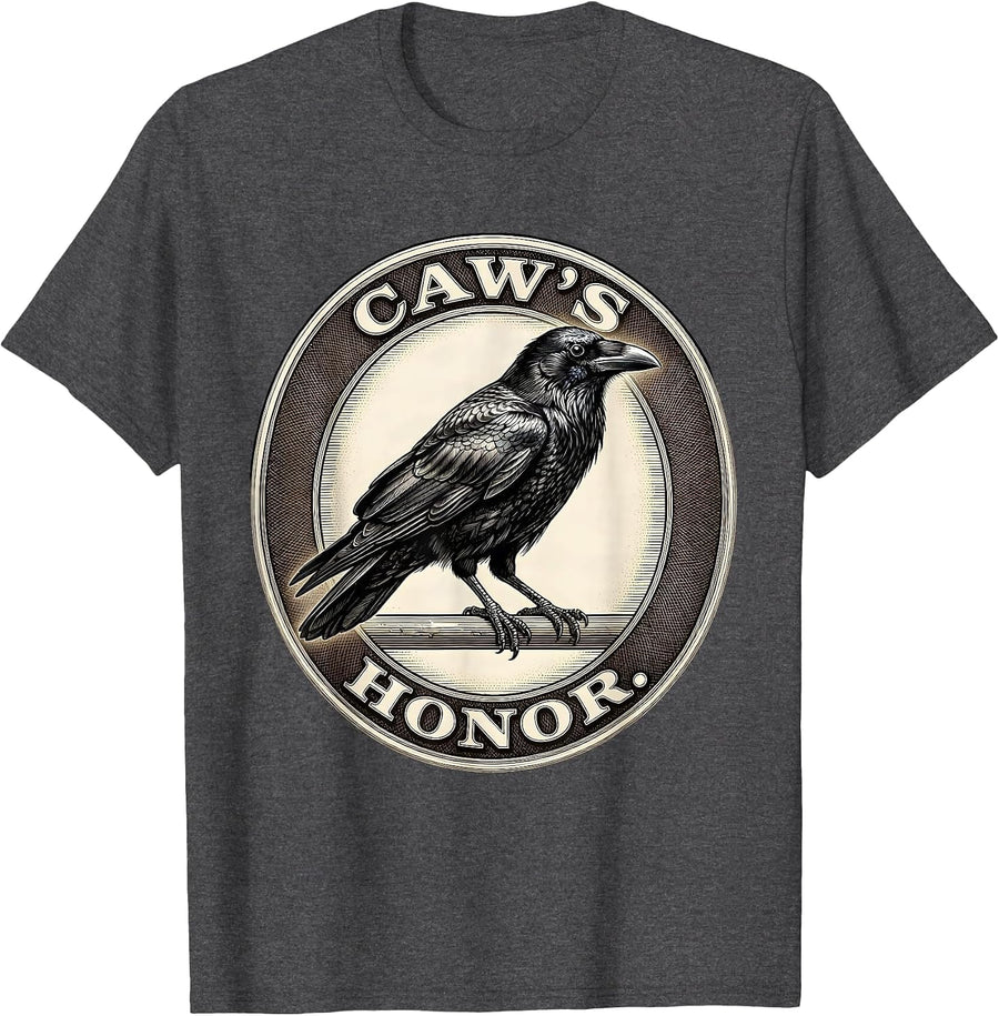 Men's Caw's Honor Dark Humor Gothic Crow Raven Bird Lover T-Shirt - Dark Heather Grey
