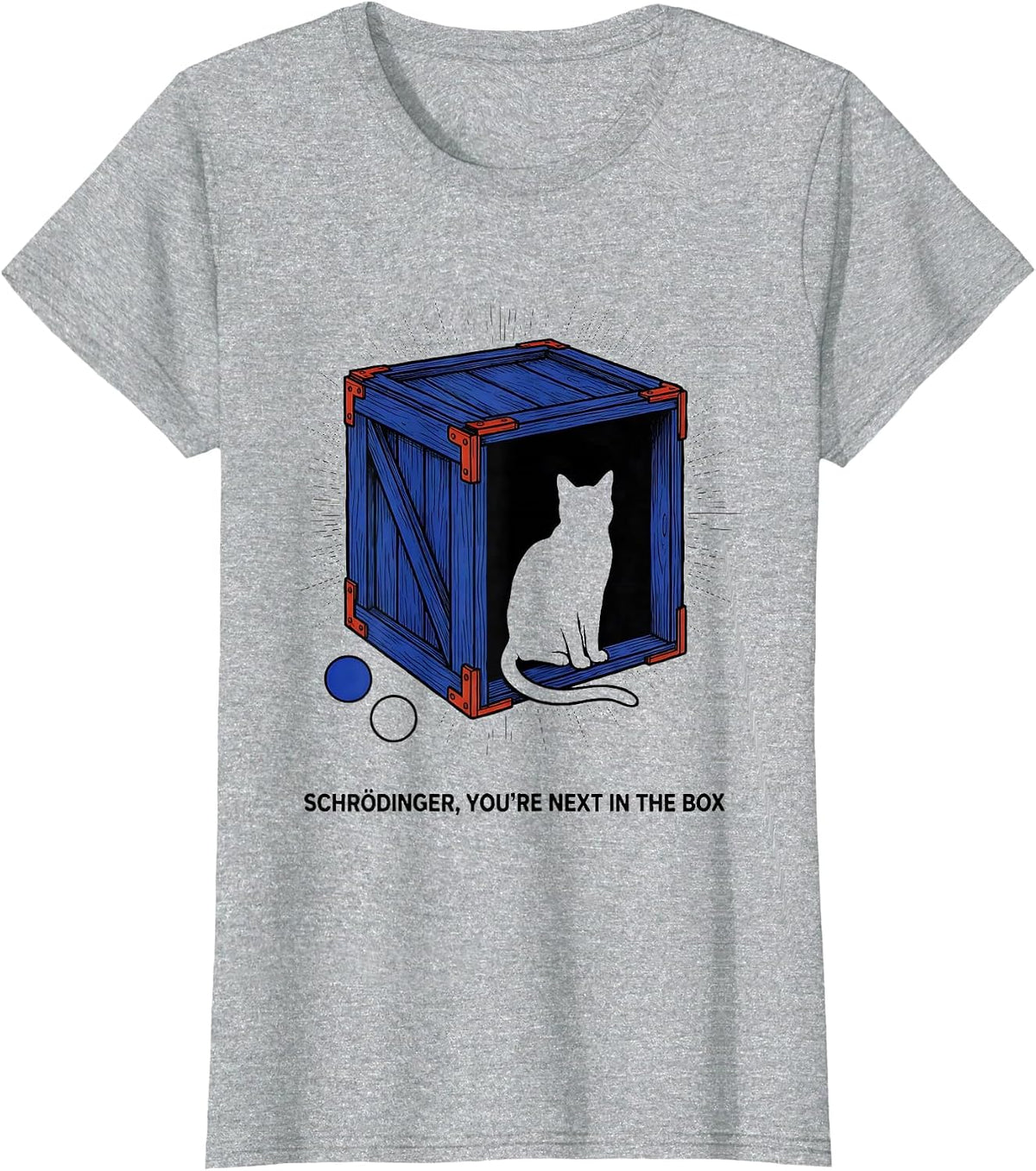 Schrödinger, You’re Next in the Box Funny Science Teacher T-Shirt - Heather Grey