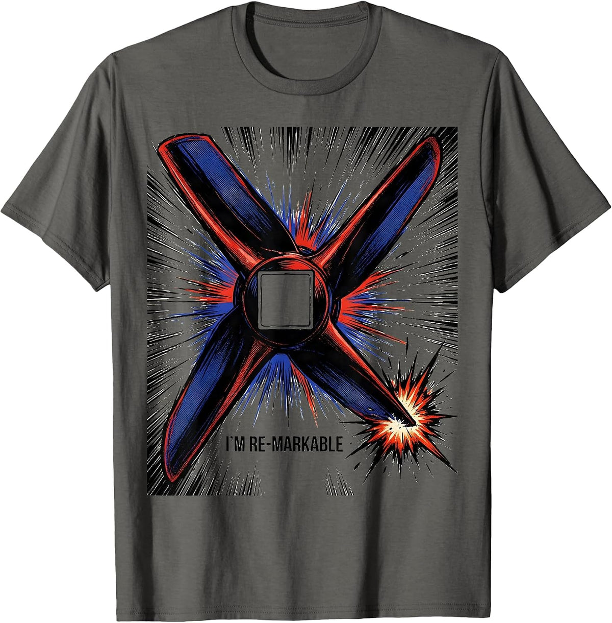 Men's I'm Re-markable Comic Book Science Teacher Chemistry Pun T-Shirt - Asphalt Grey