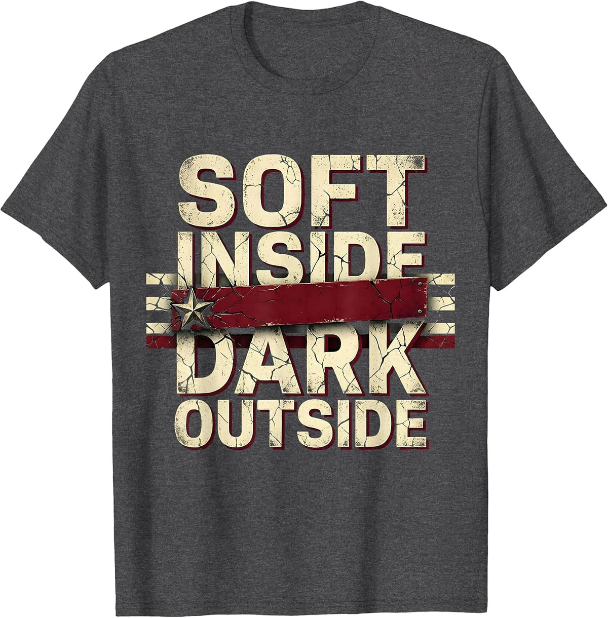 Soft Inside Dark Outside Goth Aesthetic Design T-Shirt - Dark Heather Grey