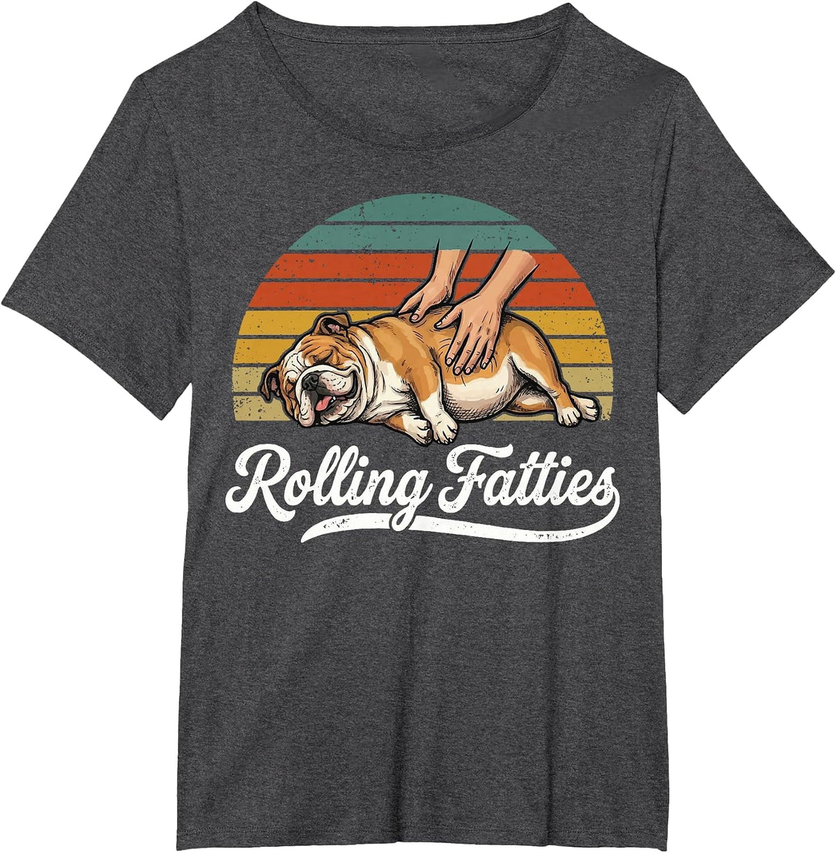 Rolling Fatties English Bulldog T-Shirt - Dark Heather Grey