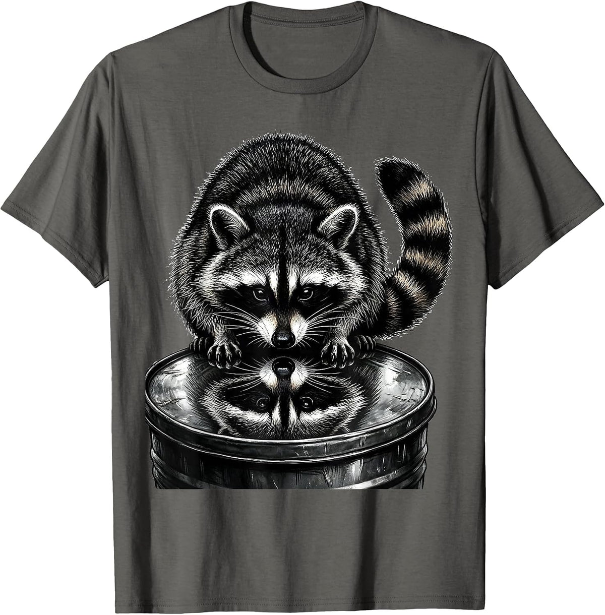 Men's Drunk Raccoon Scratchboard Funny Trash Panda Gag Gift T-Shirt - Asphalt Grey