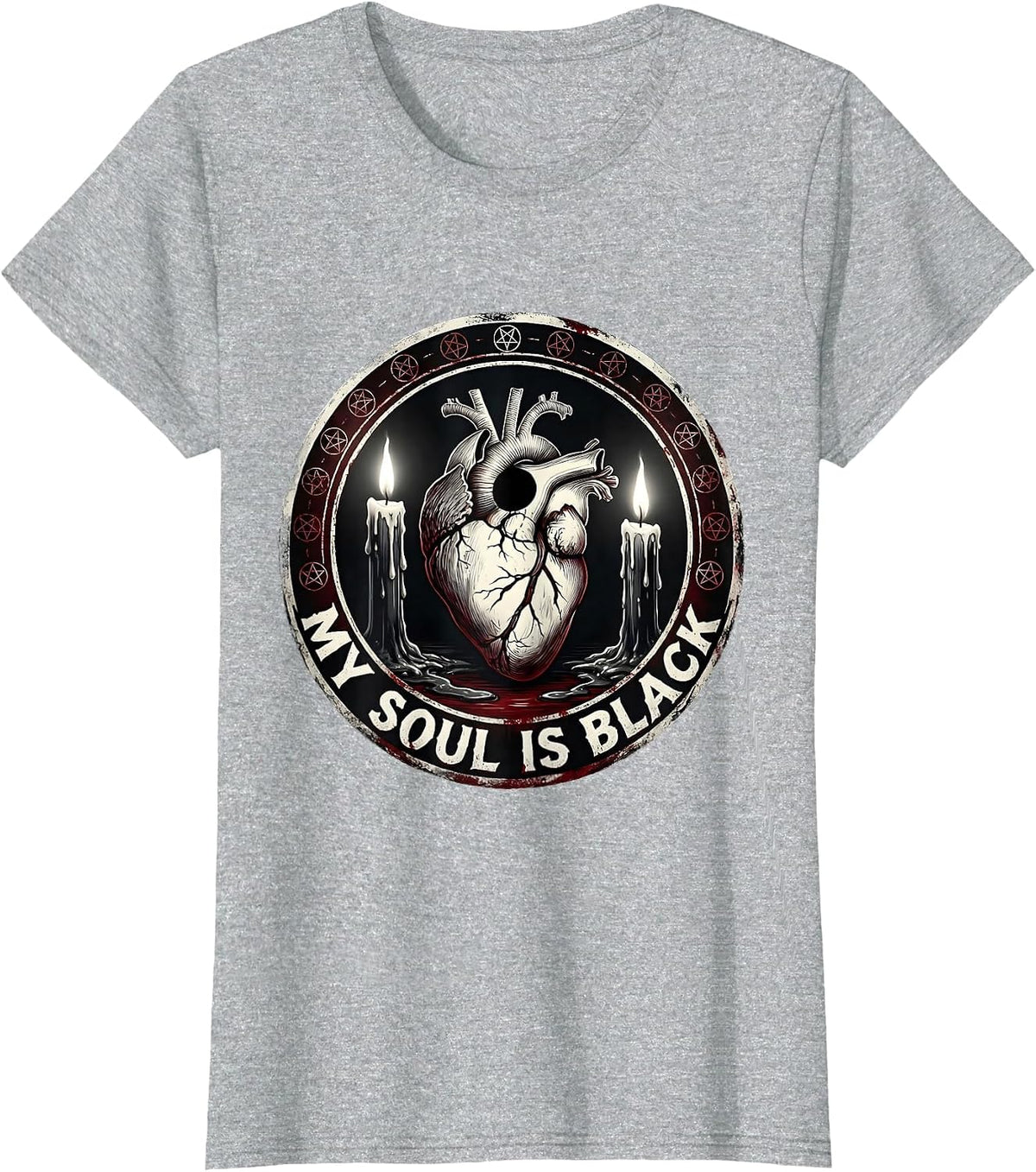 My Soul Is Black Gothic Dark Aesthetic Design T-Shirt - Heather Grey