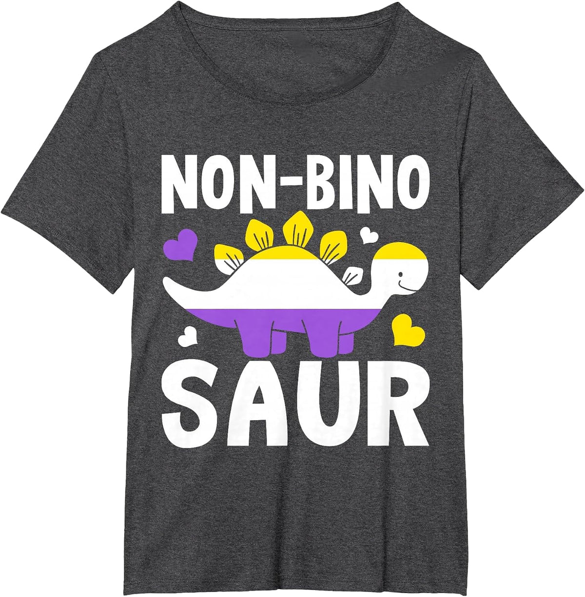 Non Bino Saur Dinosaur Aagender Non Binary T-Shirt - Dark Heather Grey