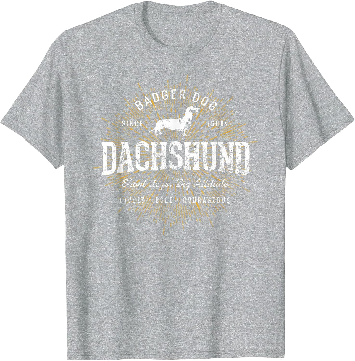 Vintage Dachshund Retro T-Shirt - Heather Grey