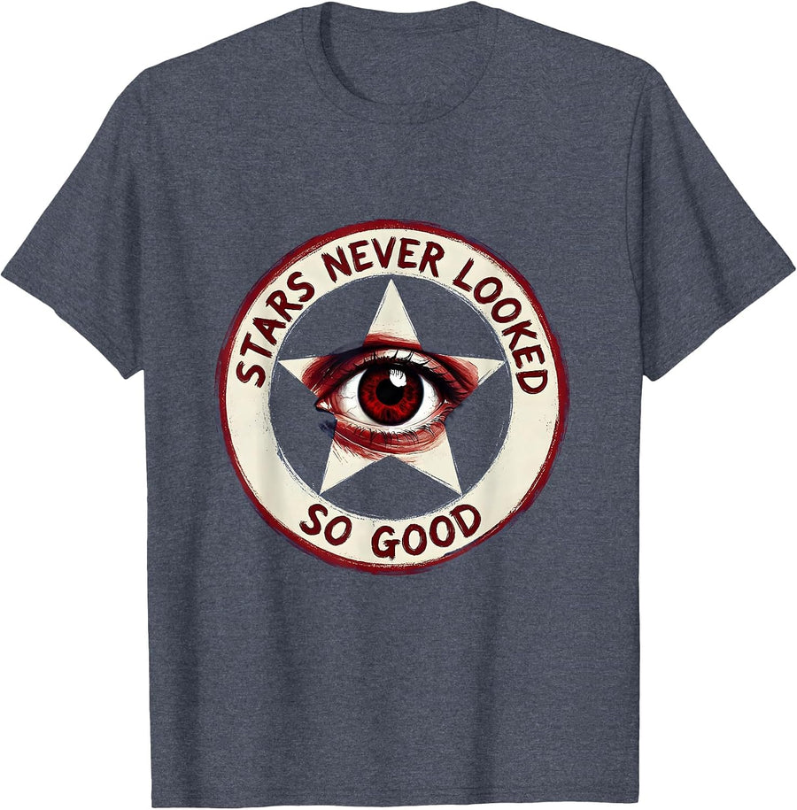 Stars Never Looked So Good Red White and Blue Design T-Shirt - Heather Blue