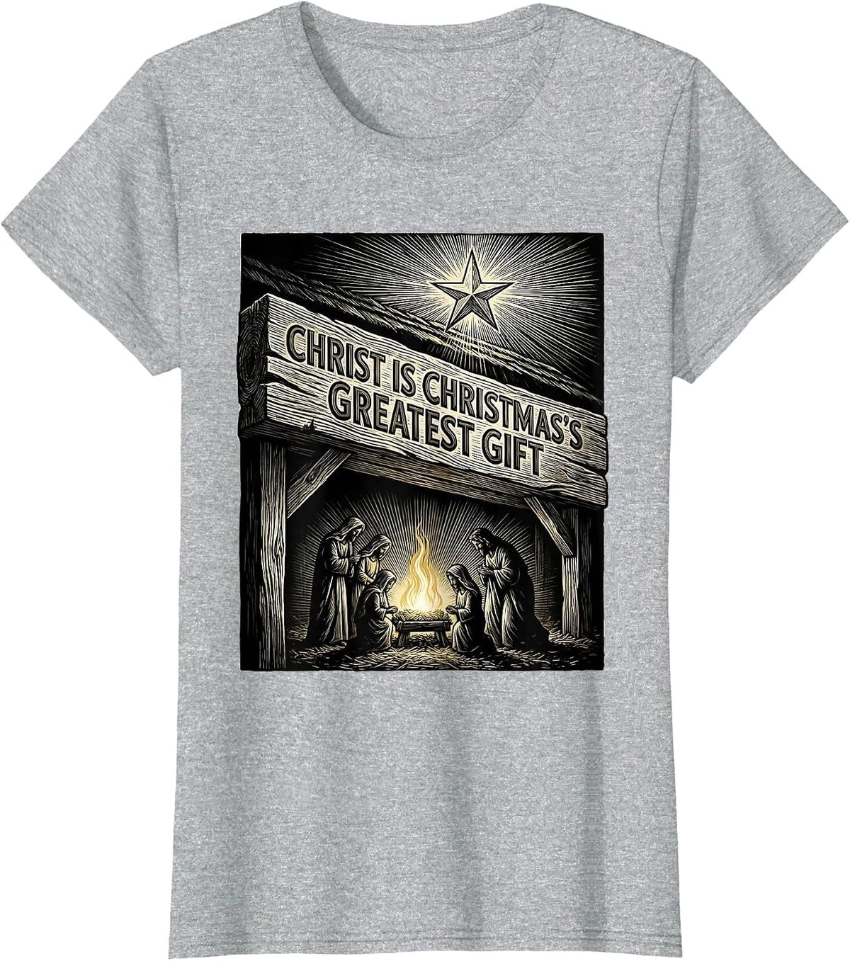 Christ Is Christmas's Greatest Gift Religious Christian T-Shirt - Heather Grey