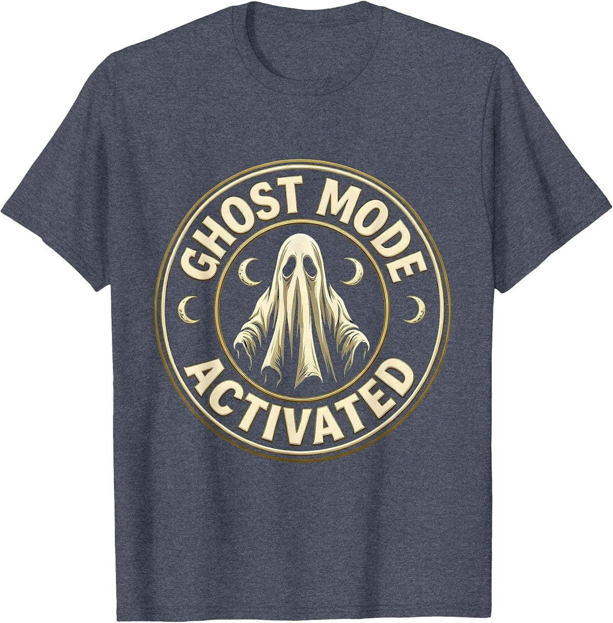 Ghost Mode Activated Spooky Season Design T-Shirt, Men, Heather Blue, X-Large - As Pictured