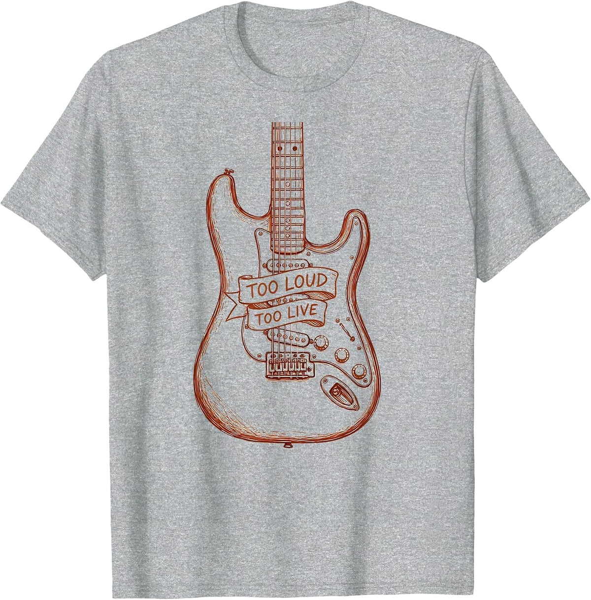 Men's Too Loud Too Live Rock Band Graphic Design T-Shirt - Heather Grey