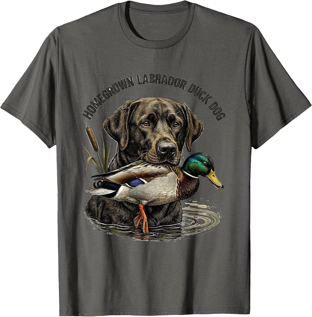 Men's Homegrown Labrador Duck Dog Hunting Labrador Retriever T-Shirt - Asphalt Grey
