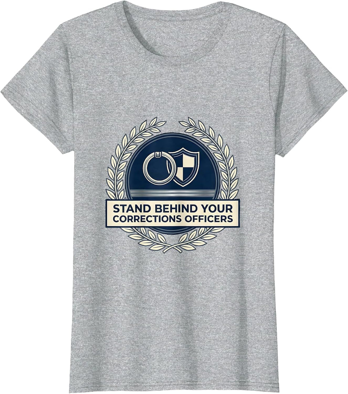 Women's Stand Behind Your Corrections Officers Patriotic Tribute T-Shirt - Heather Grey