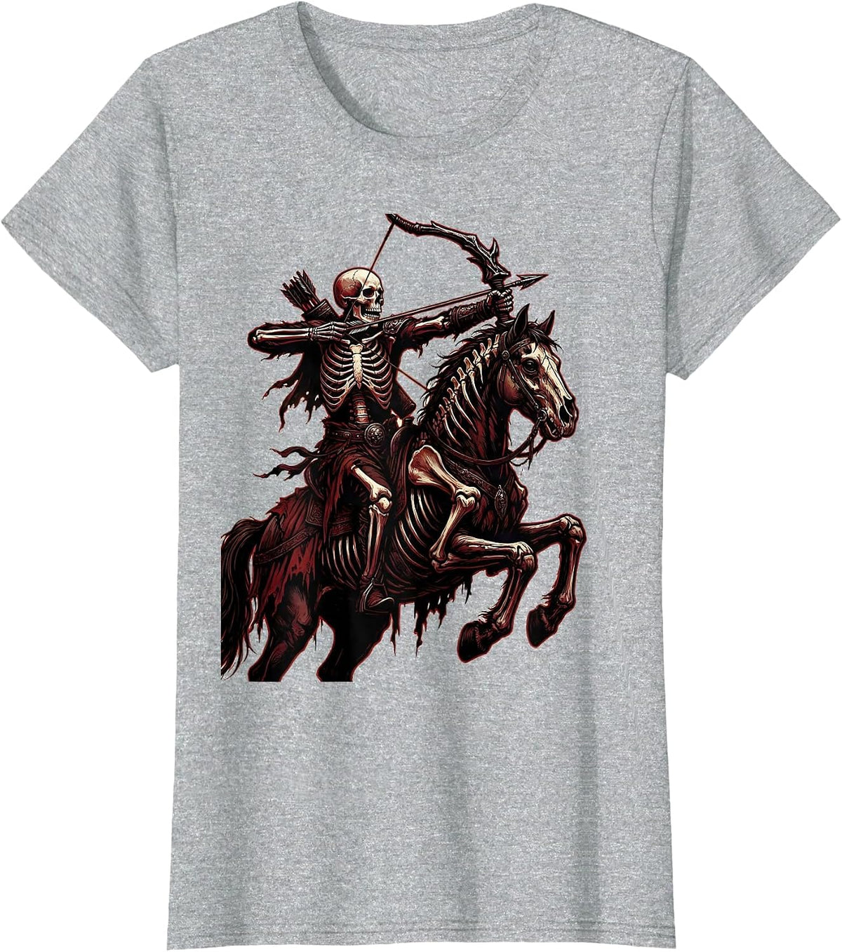 Women's Skeleton Archer on Horseback Drawing Bow T-Shirt - Heather Grey
