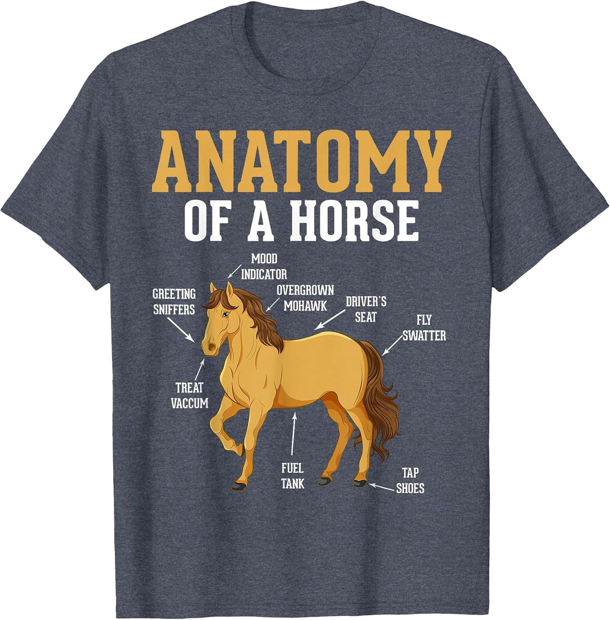 Anatomy of A Horse Funny Equestrian Neigh Horse Lovers T-Shirt - Heather Blue