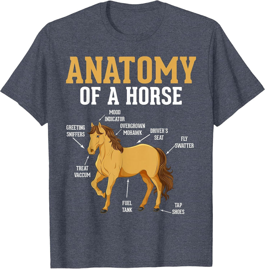 Anatomy of A Horse Funny Equestrian Neigh Horse Lovers T-Shirt - Heather Blue