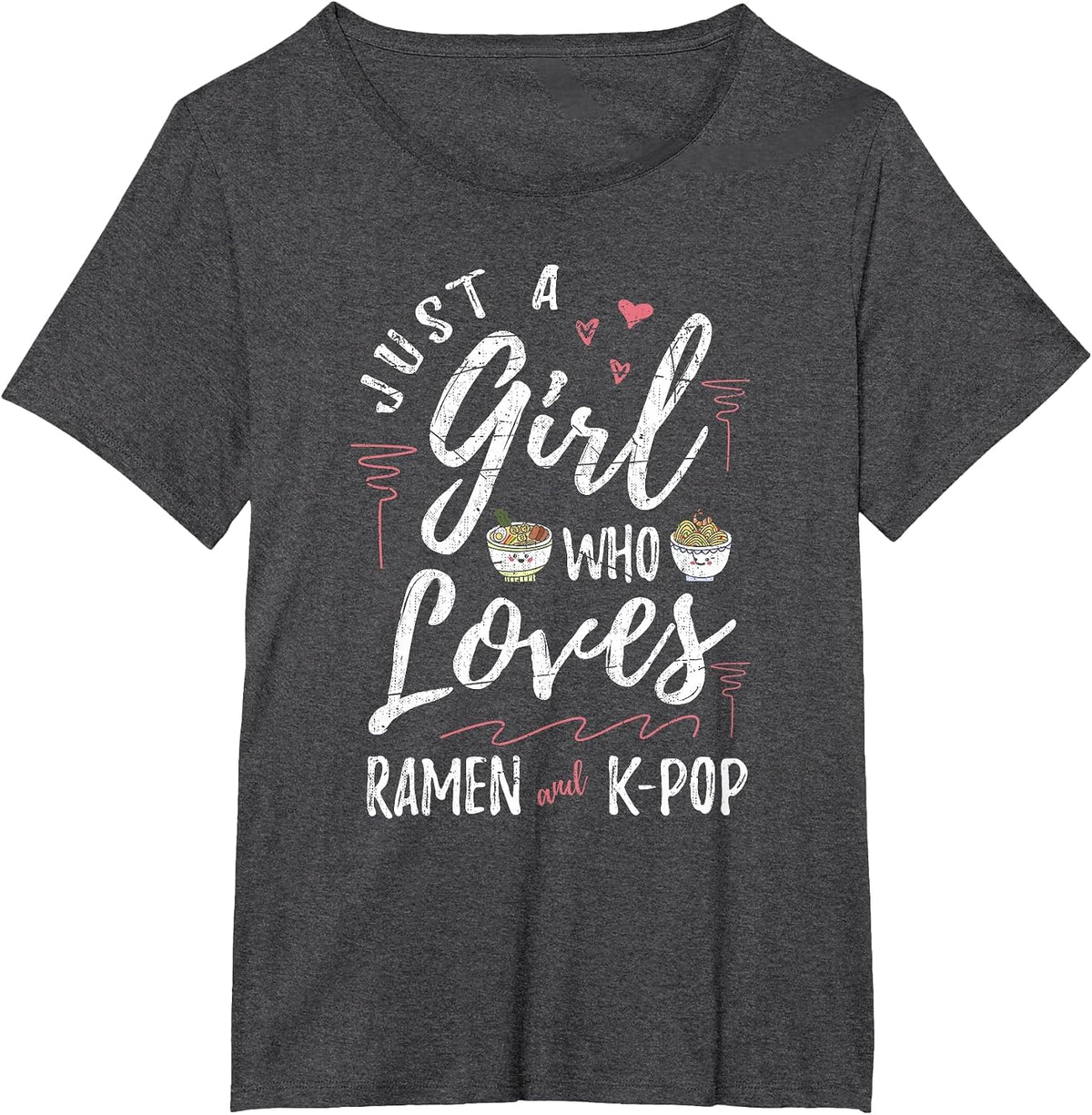 Just a Girl Who Loves Ramen and Kpop Japan Music Ramen T-Shirt - Dark Heather Grey