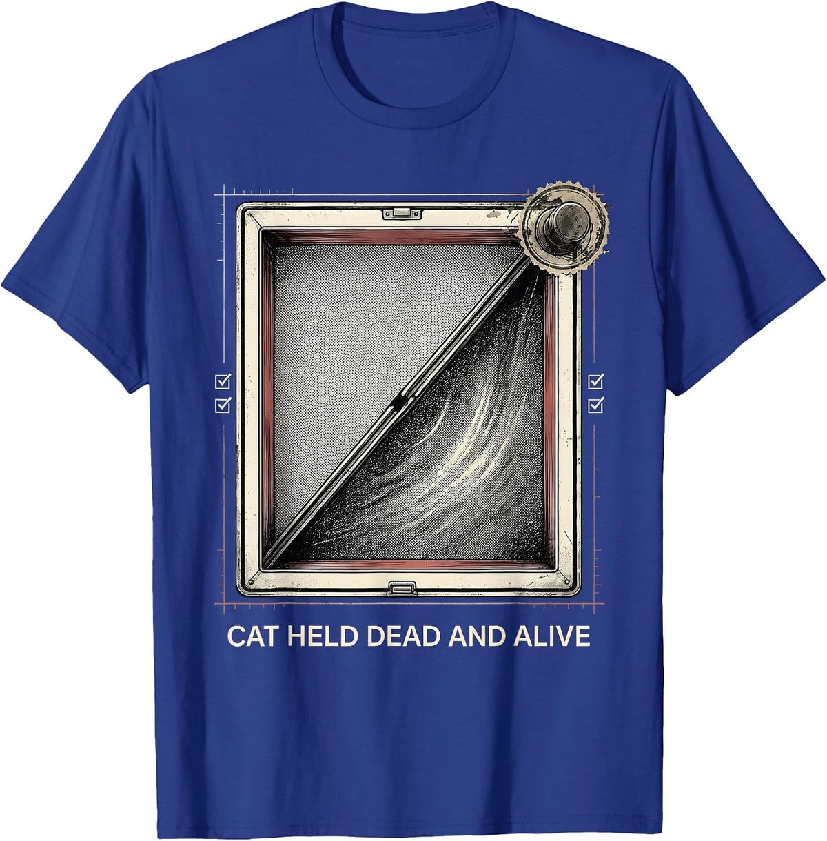 Men's Cat Held Dead And Alive Funny Quantum Physics Science Humor T-Shirt - Royal Blue