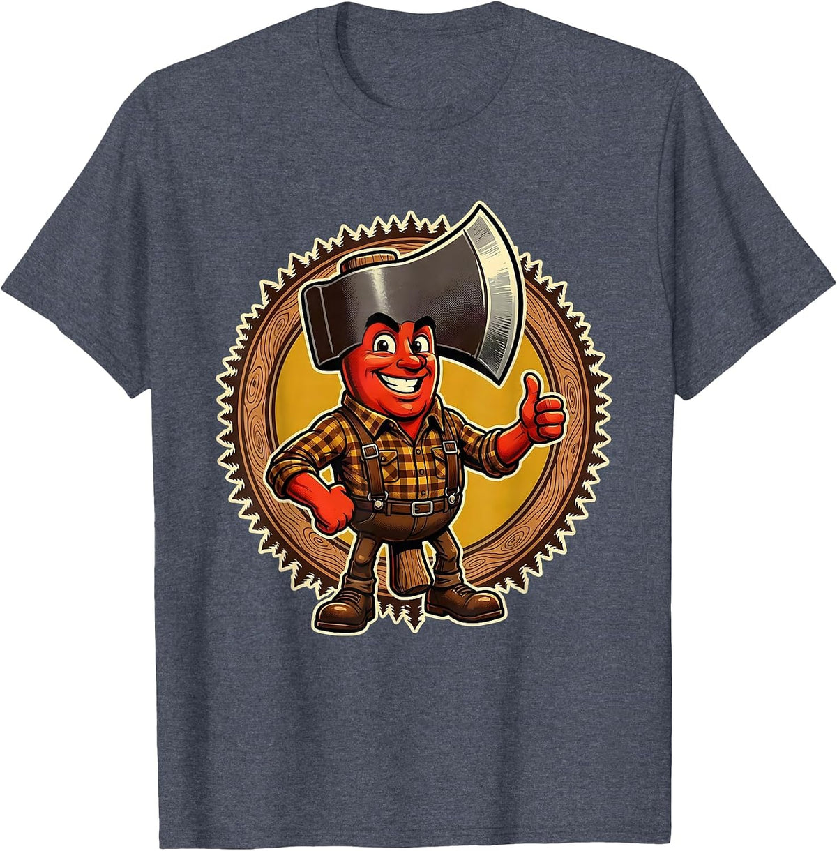 Woman Logger With Axe Labor Day Forest Graphic T-Shirt - Heather Blue
