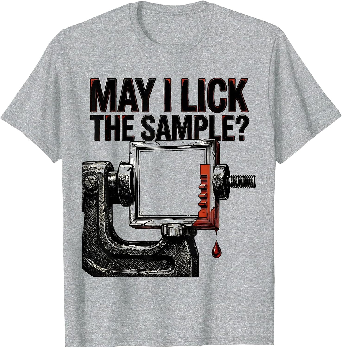 Men's May I Lick The Sample Funny Periodic Table Science Teacher T-Shirt - Heather Grey