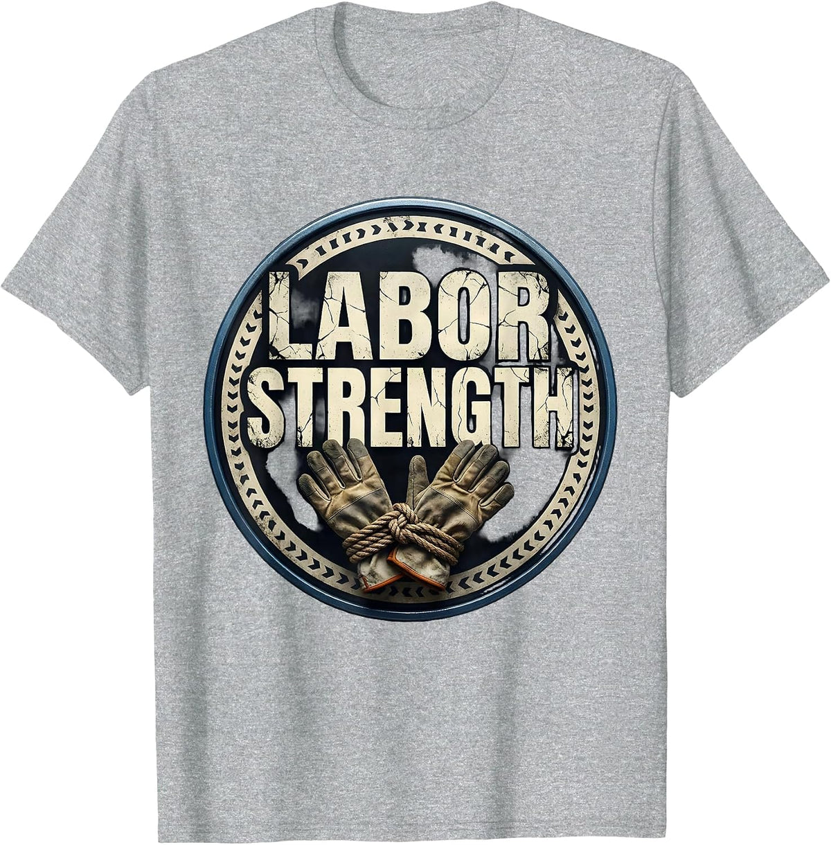 Men's Labor Strength Distressed Union Worker Solidarity Pride T-Shirt - Heather Grey