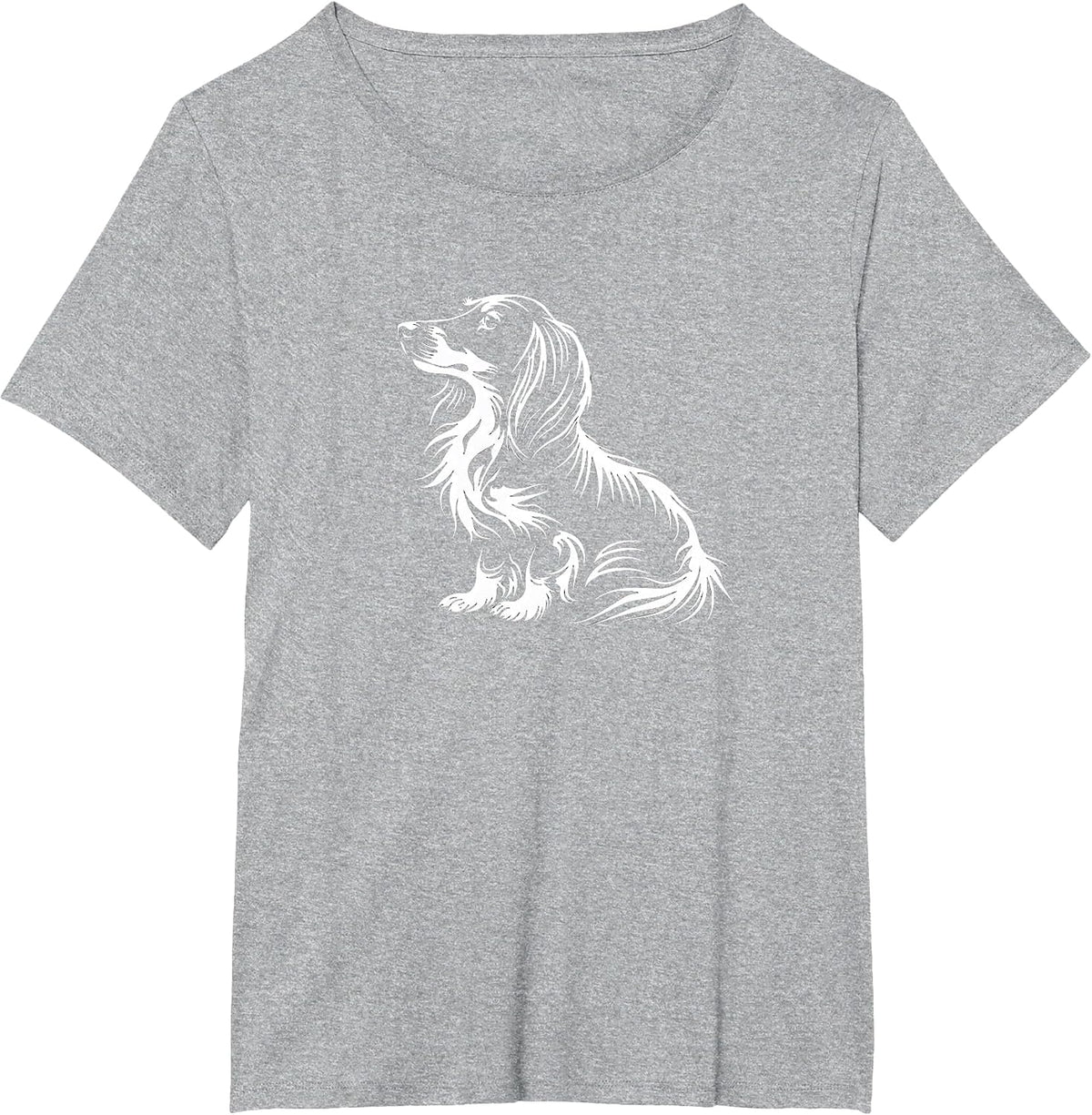 Mens Womens Moms Retro Vintage Logo Long Haired Dachshund T-Shirt - Heather Grey