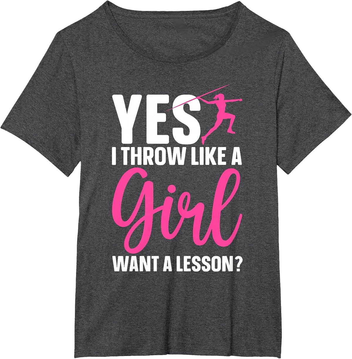 Funny Javelin Throwing Art for Girls Women Javelin Lover T-Shirt - Dark Heather Grey