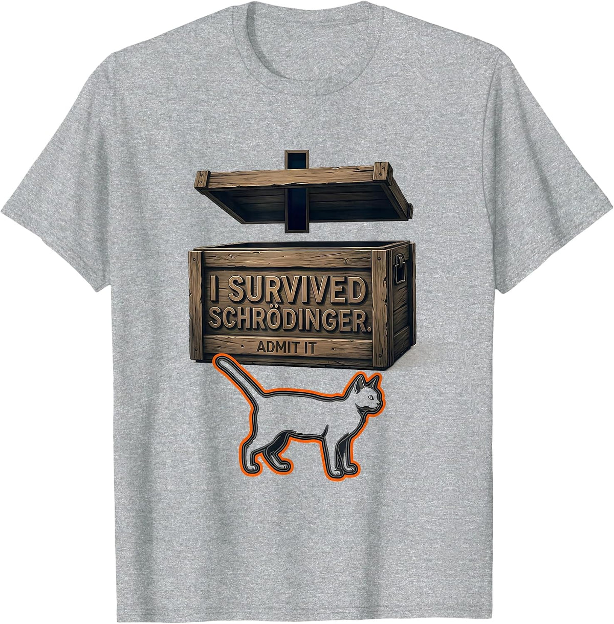 Men's I Survived, Schrödinger Admit It Funny Quantum Physics T-Shirt - Heather Grey