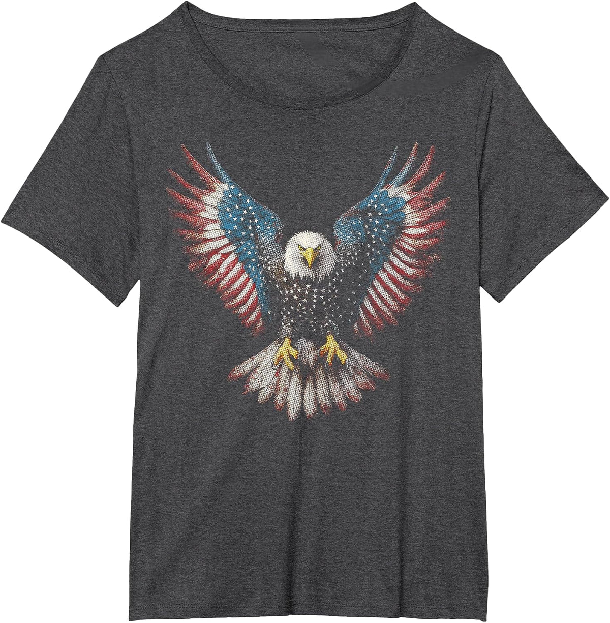 American Flag Bald Eagle 4th of July USA Patriotic Men Women T-Shirt - Dark Heather Grey