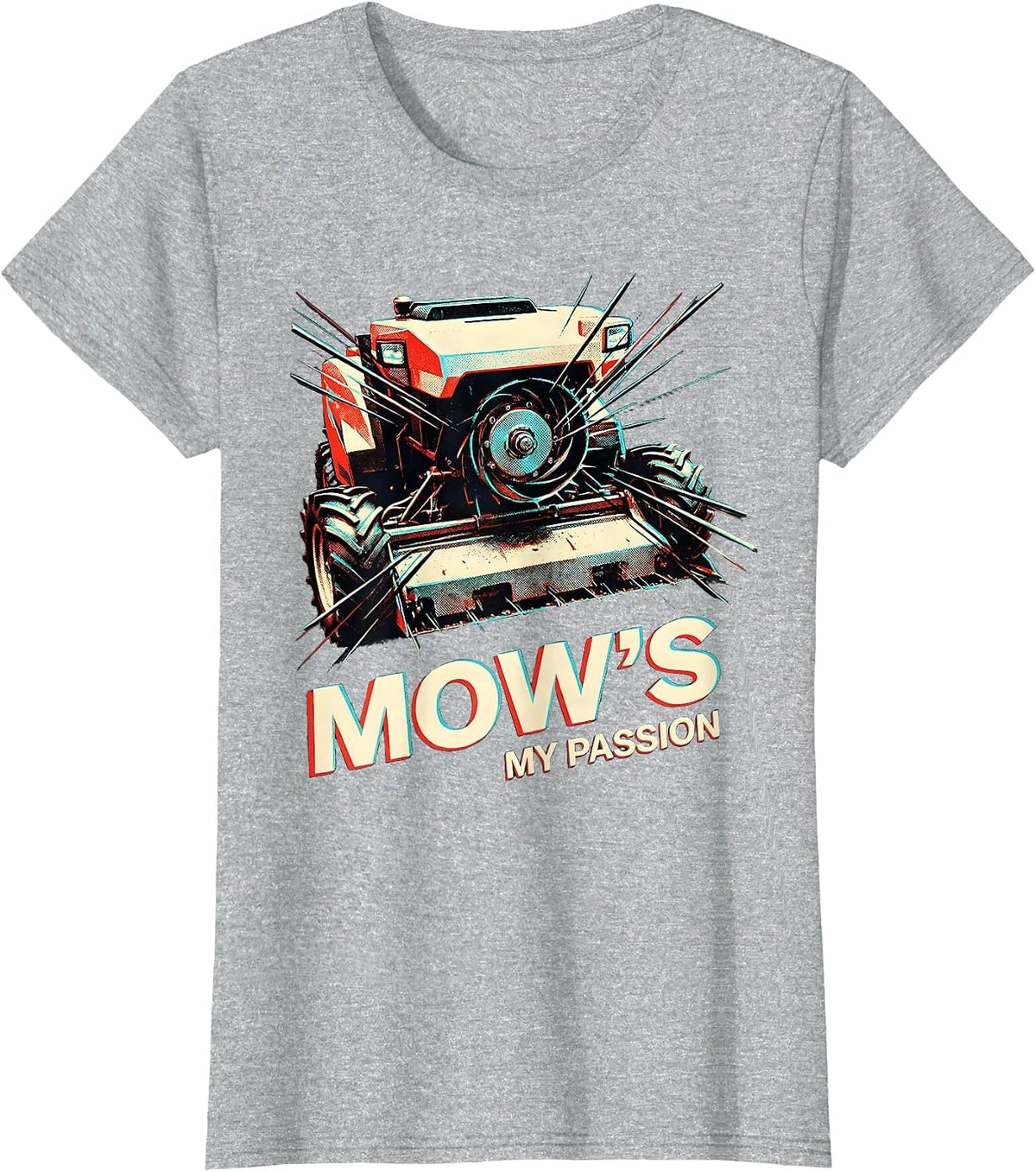Mow's My Passion Funny Lawn Mowing Dad Gardener Gift T-Shirt - Heather Grey