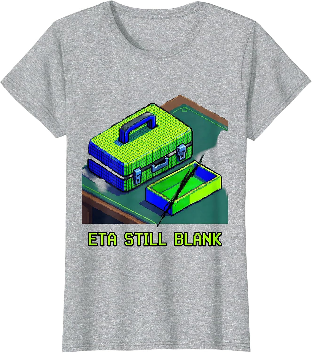 ETA Still Blank Pixel Art Auto Mechanic Waiting on Parts T-Shirt - Heather Grey