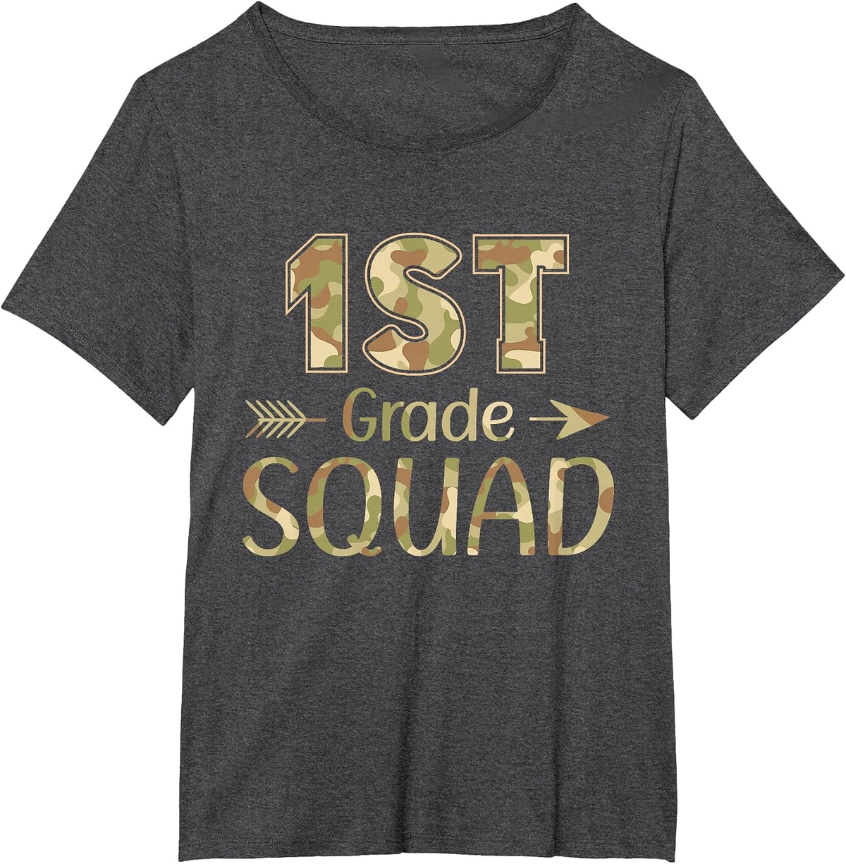 1st Grade Squad Teacher & Student Camo Back to School T-Shirt - Dark Heather Grey