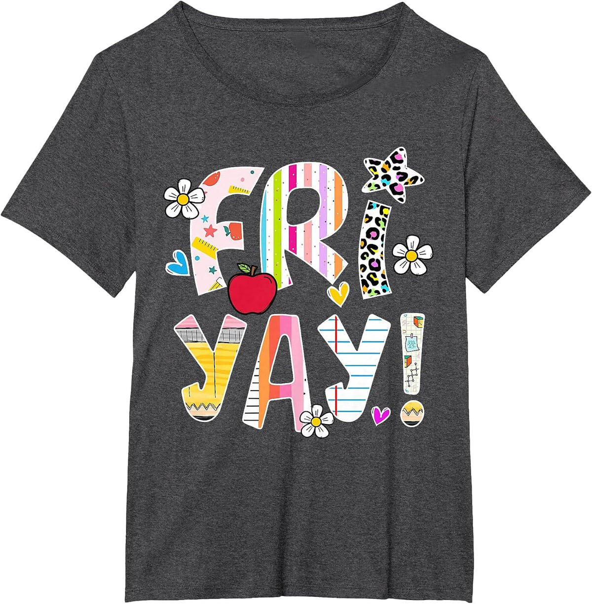 Happy Friyay Friday Weekend Fri Yay Teacher Back to School T-Shirt - Dark Heather Grey