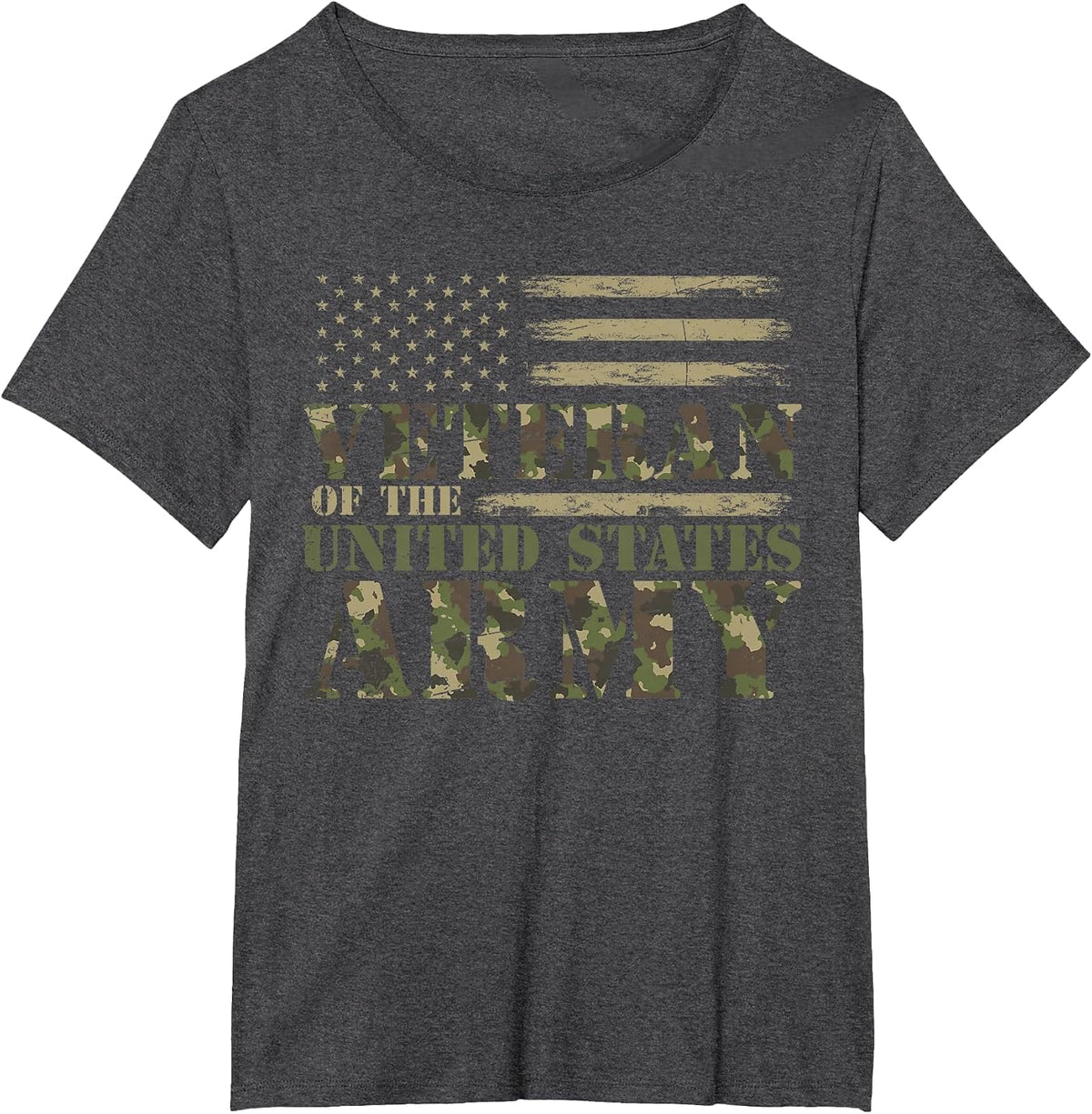 Proud Soldier United States Army USA Flag Camouflage Veteran T-Shirt - Dark Heather Grey