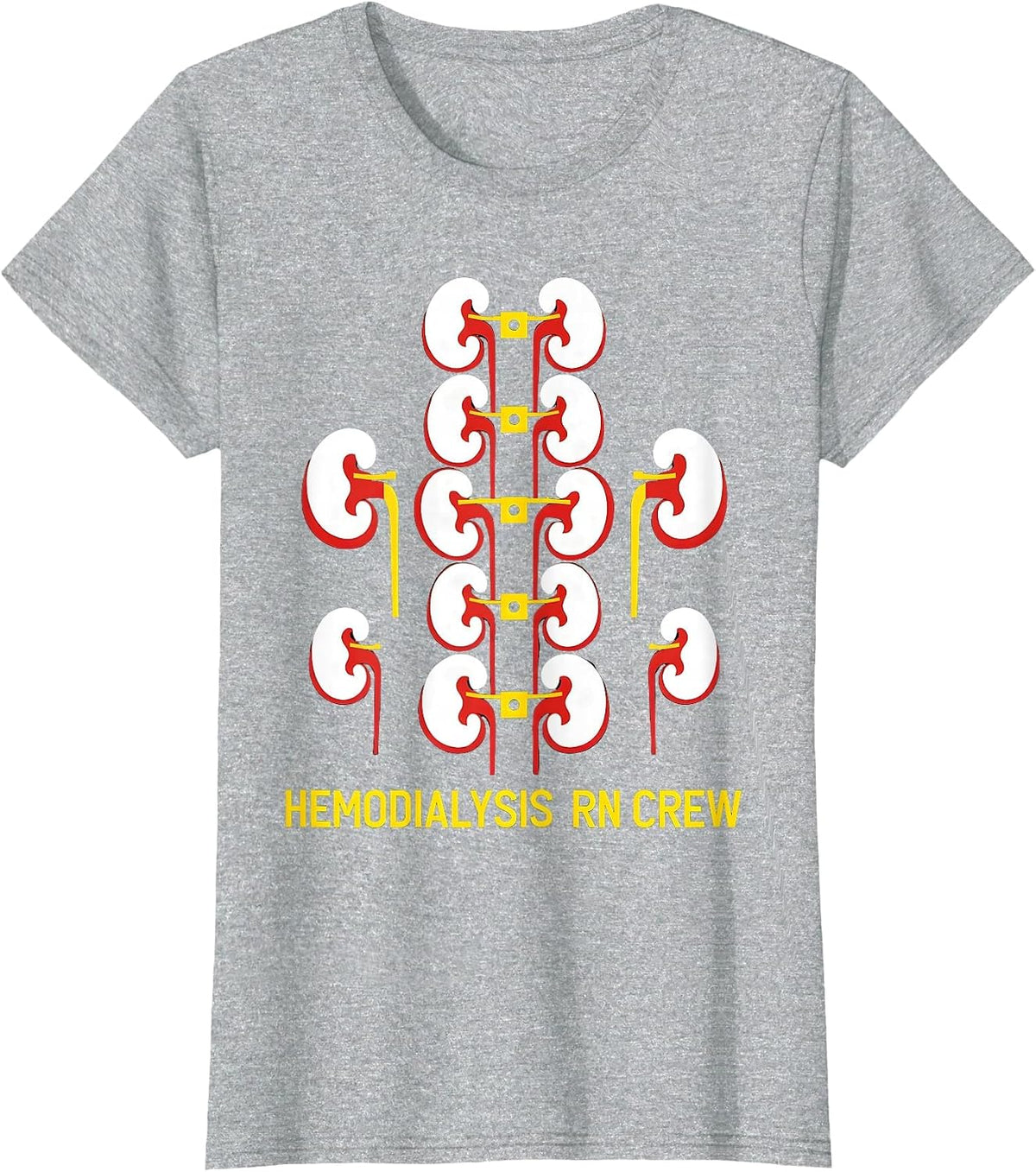 Women's Hemodialysis RN Crew Modernist Nephrology Nurse Gift T-Shirt - Heather Grey